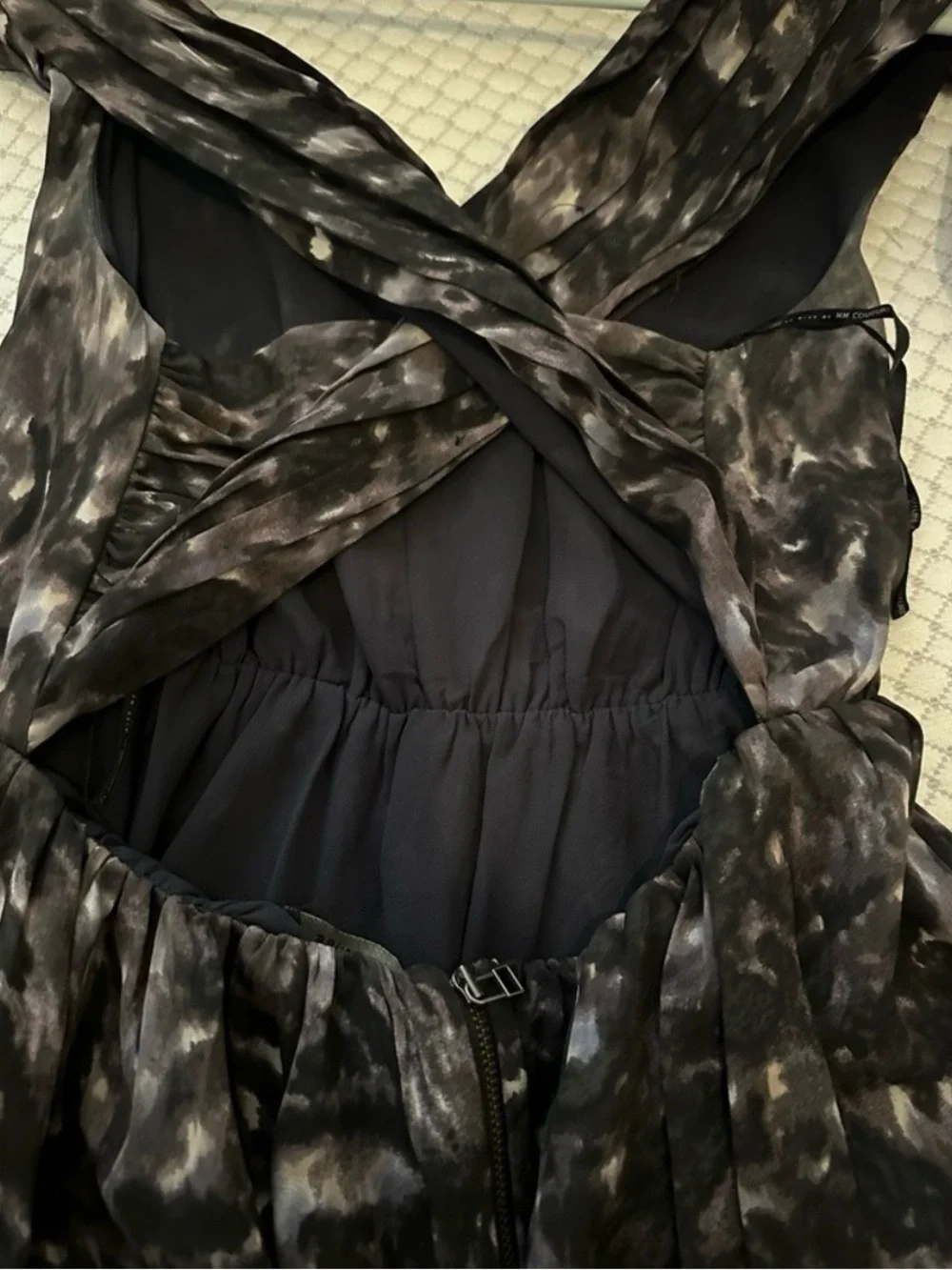 MM Couture Black and Brown Floral V-Neck Dress